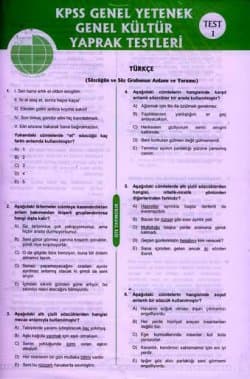 KPSS Genel Yetenek Genel Kültür Yaprak Testleri