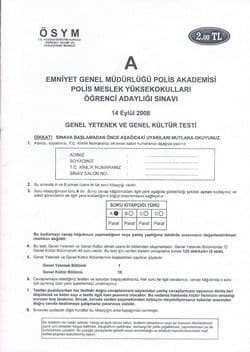 Polis Meslek Yüksekokulları Öğrenci Adaylığı Sınavı ÖSYM